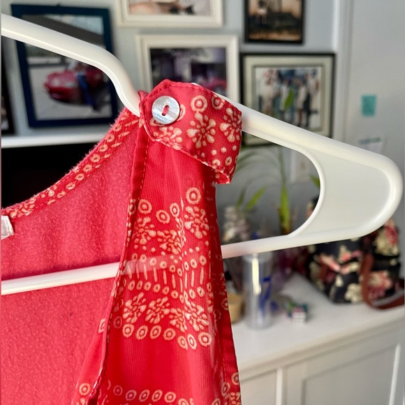 Sleeveless Coral Pink Top w/Sheer Layered Front, Size S - Picture 12 of 16